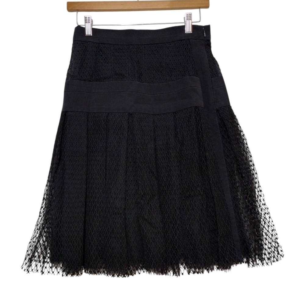 J. Mendel Lace Pleated Skirt Women's 4 A-line Grunge